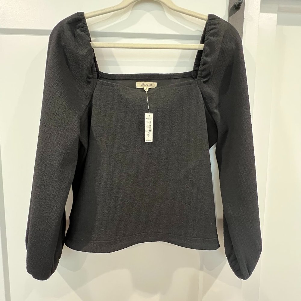 Madewell Crepe Square-Neck Puff-Sleeve Top NWT - Size Medium